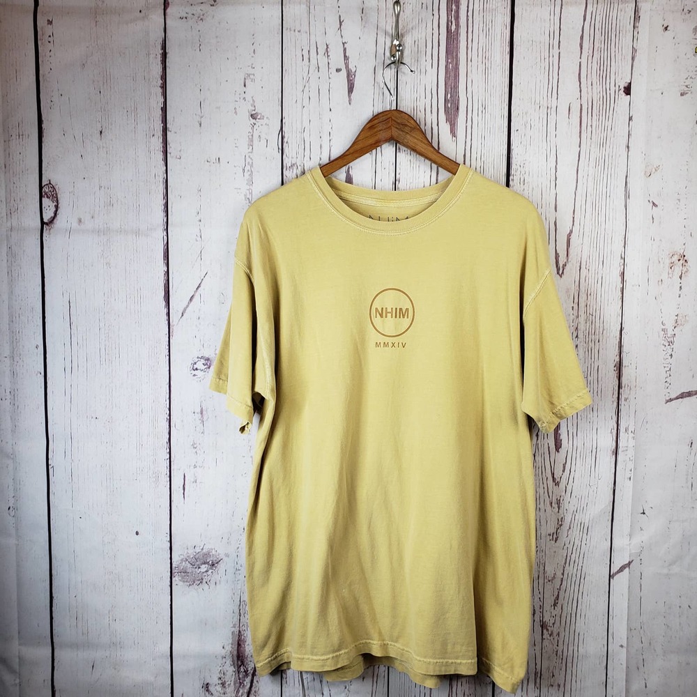 NHIM Live Move Exist Mens T Shirt Size Large Short Sleeve Cotton Yellow